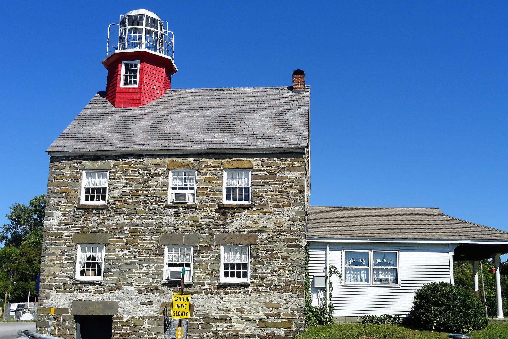 The birdcage lantern atop the Salmon River Lighthouse is one of only a few remaining in service today.