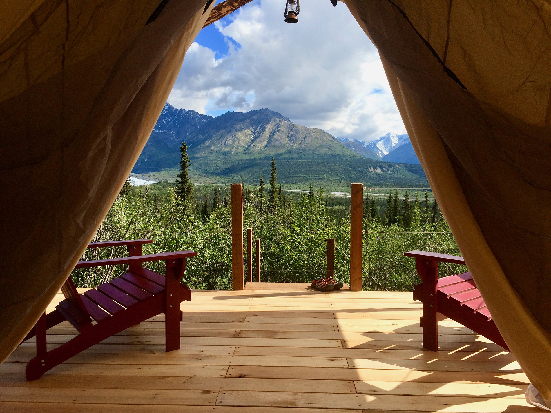 Alpenglow Luxury Camping offers packages as well, including Matanuska Glacier helicopter, climbing, or trekking tours. 