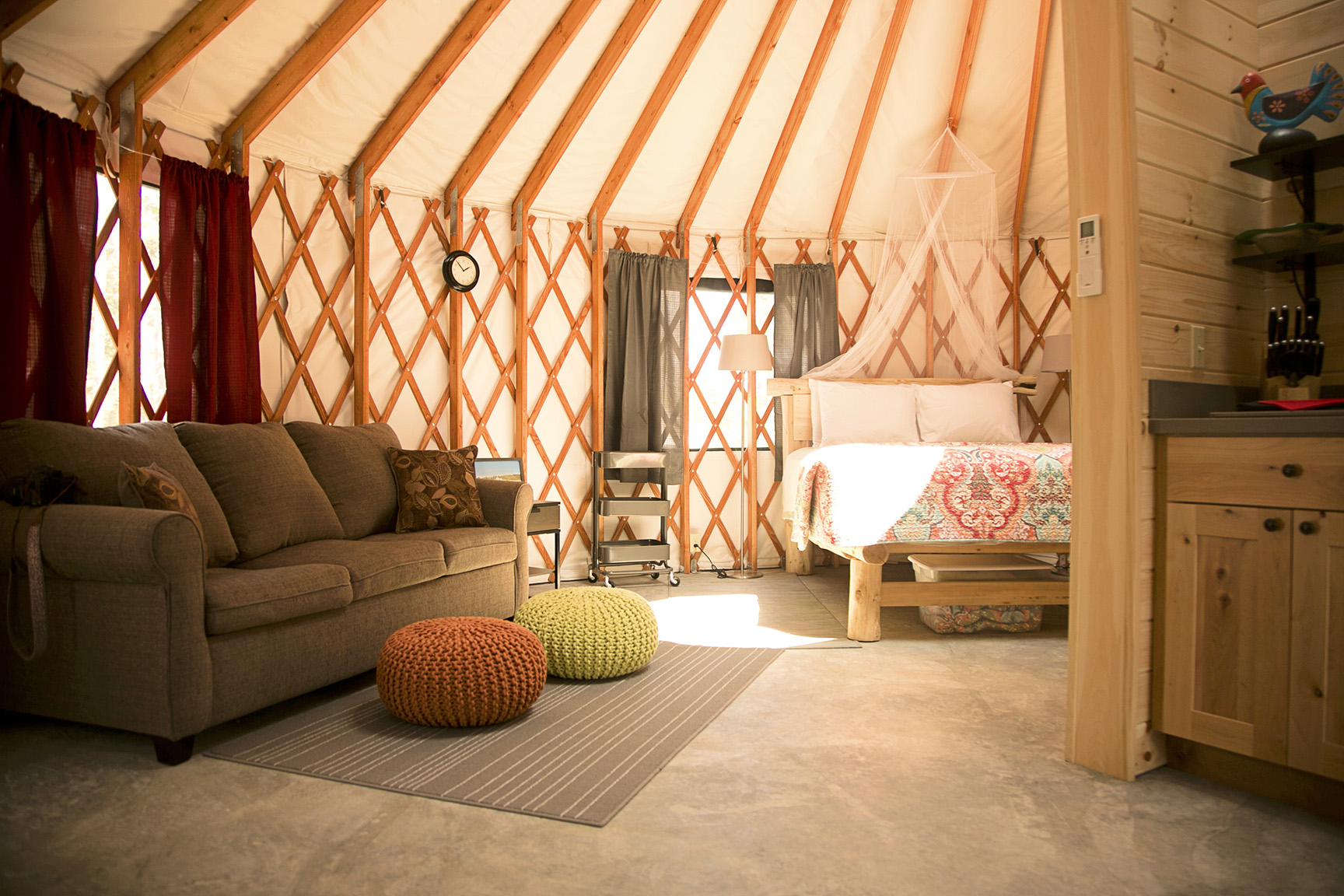 Acadia Yurts is located on the west side of Mount Desert Island, which locals call the “quiet side” of the island. 